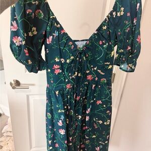 Hill House Floral Midi Dress - Green and Pink